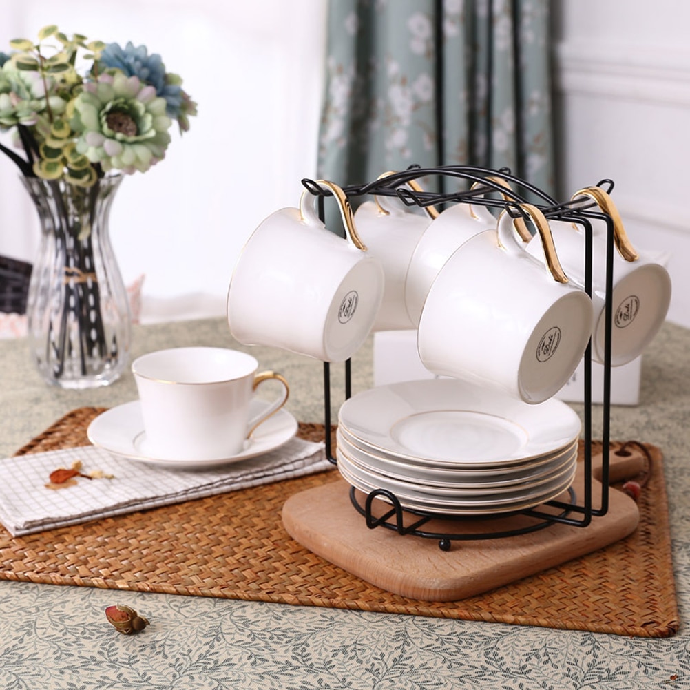 Tea Cups Display Stand Anti-rust Cups Holder Stainless Steel Drying Rack for Cups Dishes