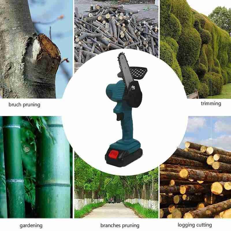 Electric Chainsaw Batter Charging Portable Mini Pruning Logging Tool Chainsaw Woodworking Electric Garden Lithium Battery S A2X7