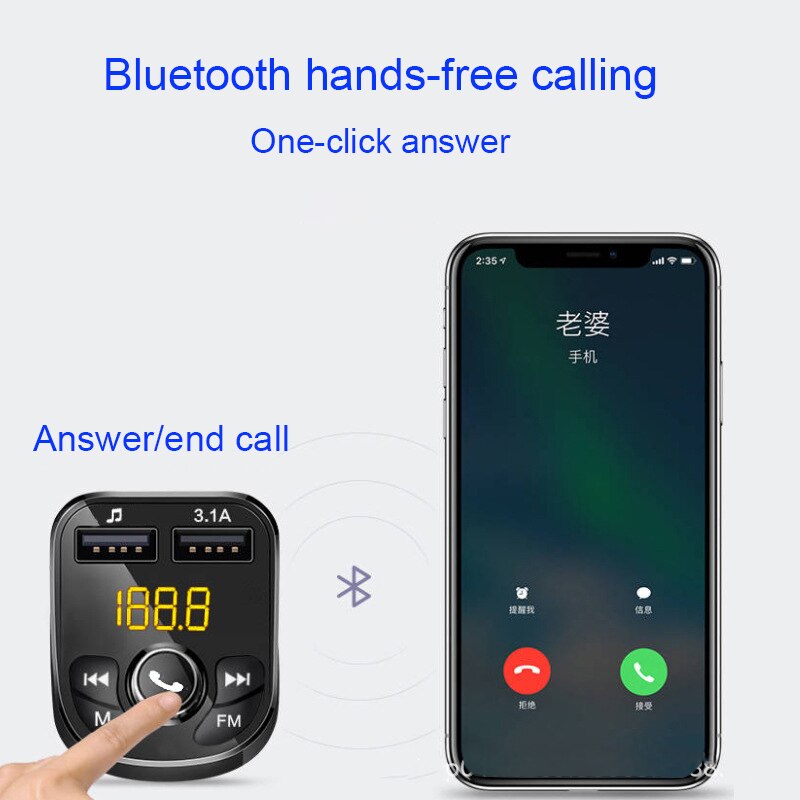 mp3 Player Bluetooth for Car FM Transmitter Car Kit Wireless Handsfree Audio Receiver Auto 3.1A Dual USB Fast Charger