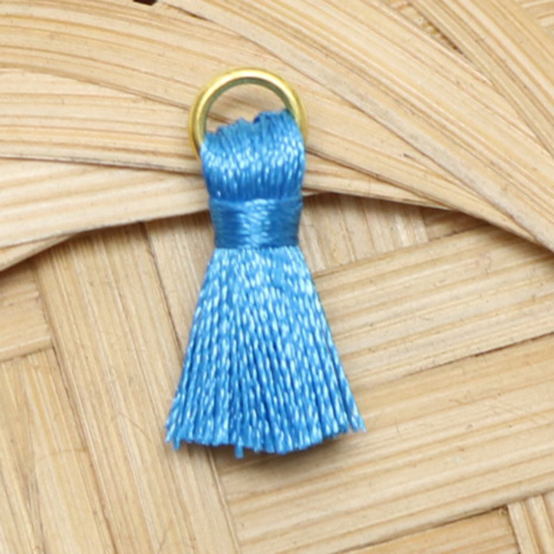 Colgante de borlas de hilo de algodón de 2cm, accesorio de joyería, con adornos de flecos pequeños, para manualidades, DIY, 20 piezas: Azul