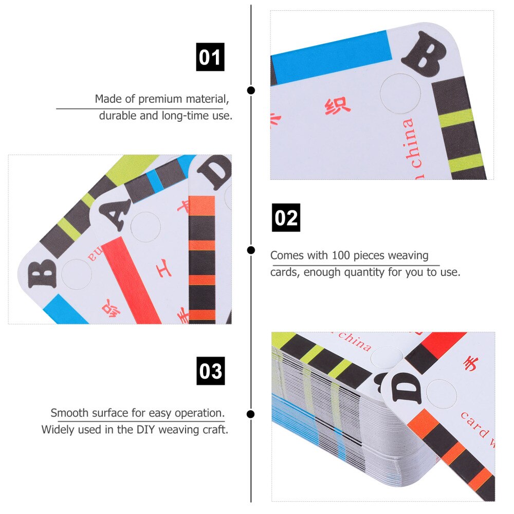 100Pcs Weaving Cards Tablet DIY Sewing Cardboard Paper Weaving Loom Cards DIY Sewing Craft Accessories 5X5CM