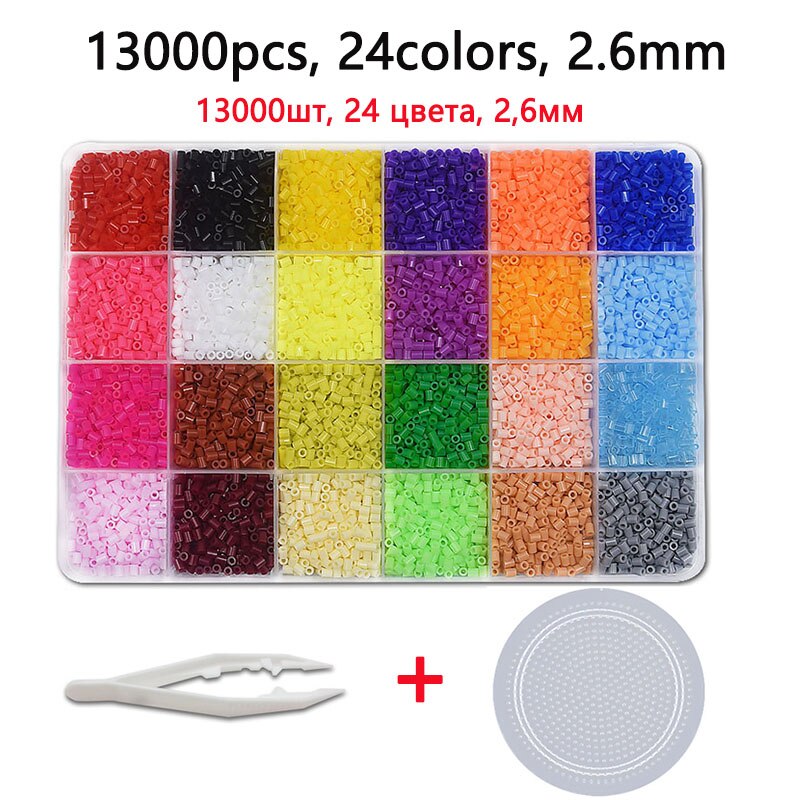 Ensemble de perles de hama de 5mm et 2,6mm avec fer à repasser, jouet pour bricolage de 100% , 24 / 72 couleurs,: WHITE