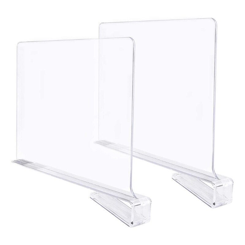 2 Pcs Clear Acrylic Shelf Dividers for Closet Wood Closets Shelf Separator and Organizer Multipurpose Classification for: Default Title