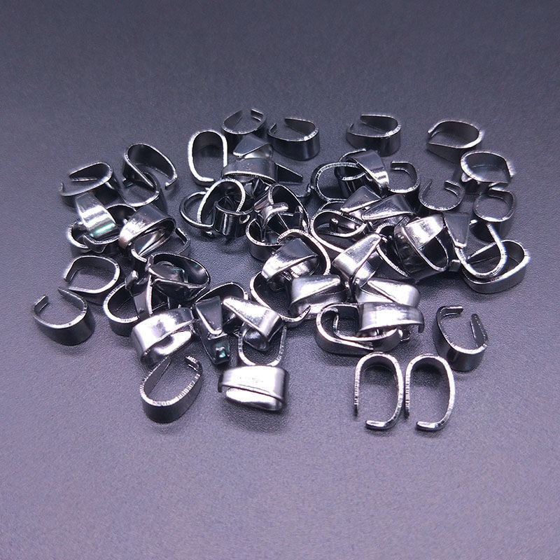 50 stücke 7x4/9x5mm Anhänger Halskette Schnalle Schließe Stecker, prise Clip Bail Anhänger Haken DIY Schmuck Erkenntnisse Zubehör: gun black / 7x4mm