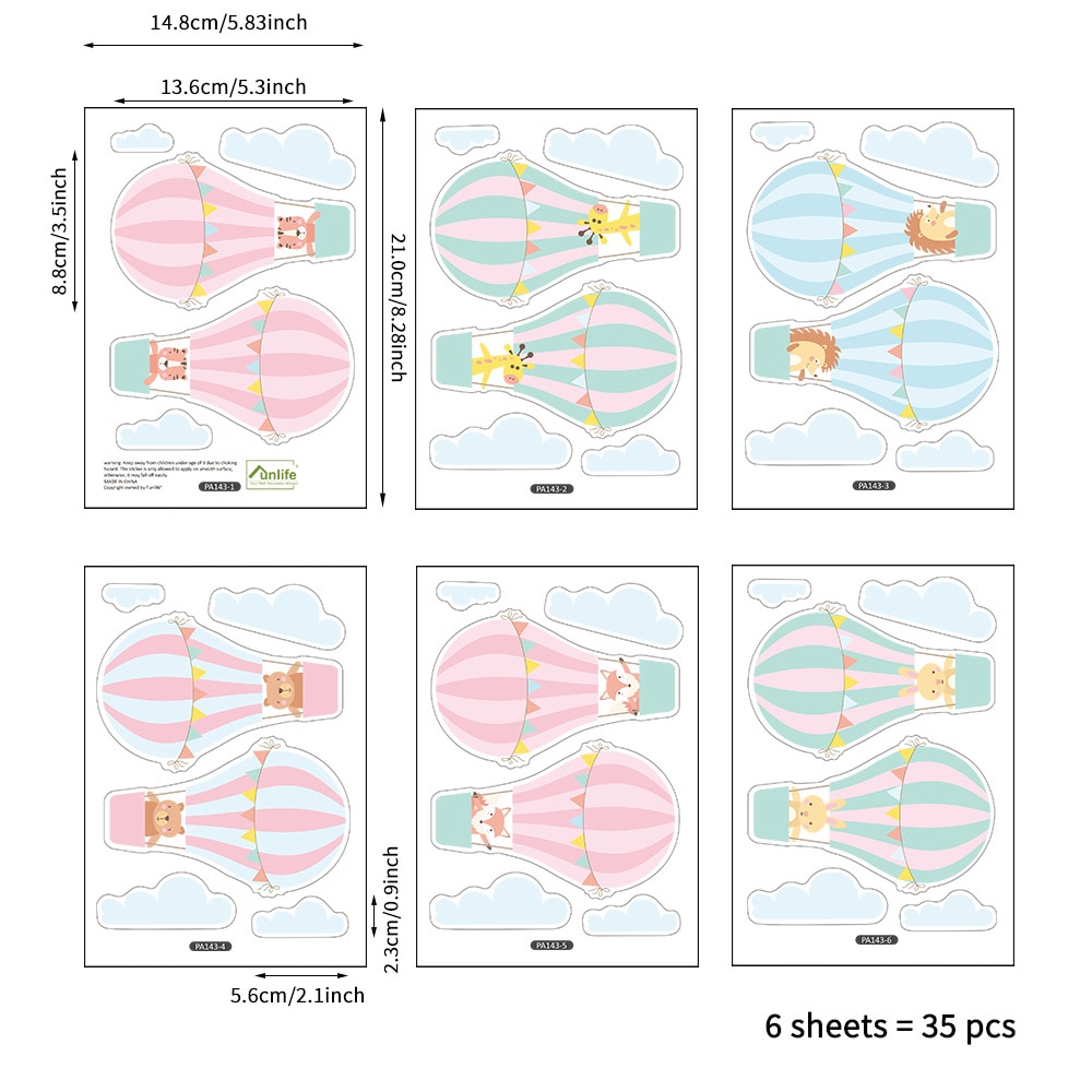 Diy Cartoon Dier Air Balloon Muursticker Voor Kinderkamer Kinderkamer Fidge Kast Decals Muurschilderingen Home Decor