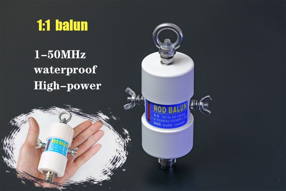 Balun HF impermeable 1:1 para bandas de 160m - 6m (1,8-50MHz) 500W, impermeable para antena de onda corta balun