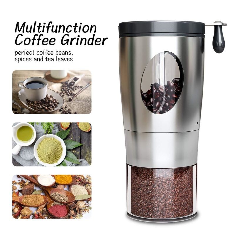 Molinillo de café plegable, de acero inoxidable, hecho a mano, para café en grano, Molinillo, herramienta de cocina, 1 unidad
