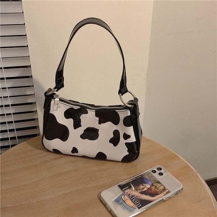 Retro ku mønster dame baguette håndvesker lær dame liten armpose kvinnelig daglig alle match skuldervesker clutch