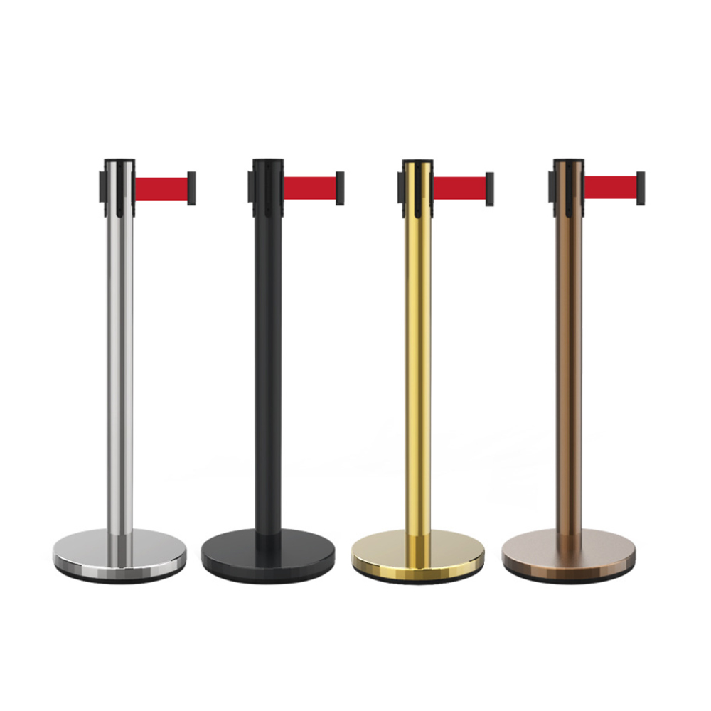 Crowd Separated and Queued for Quarantine Barrier Belt Crowd Control Durable Bank Queue Line Post