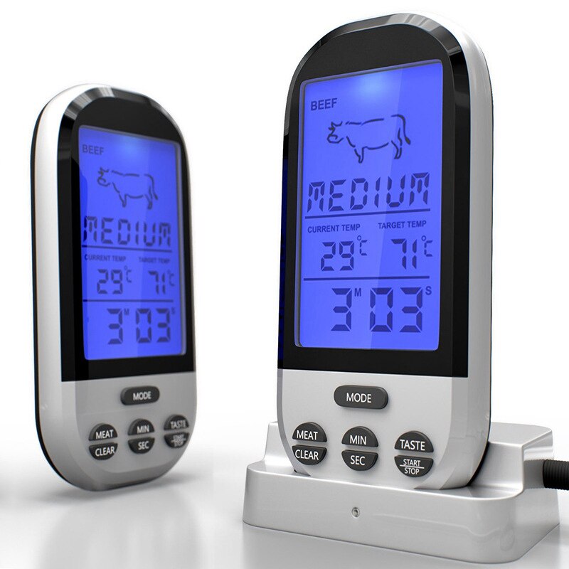 MOSEKO Wireless Remote Digital Backlight BBQ Thermometers Oven Grill Meat Cooking Probe Food Kitchen Thermometer With Timer