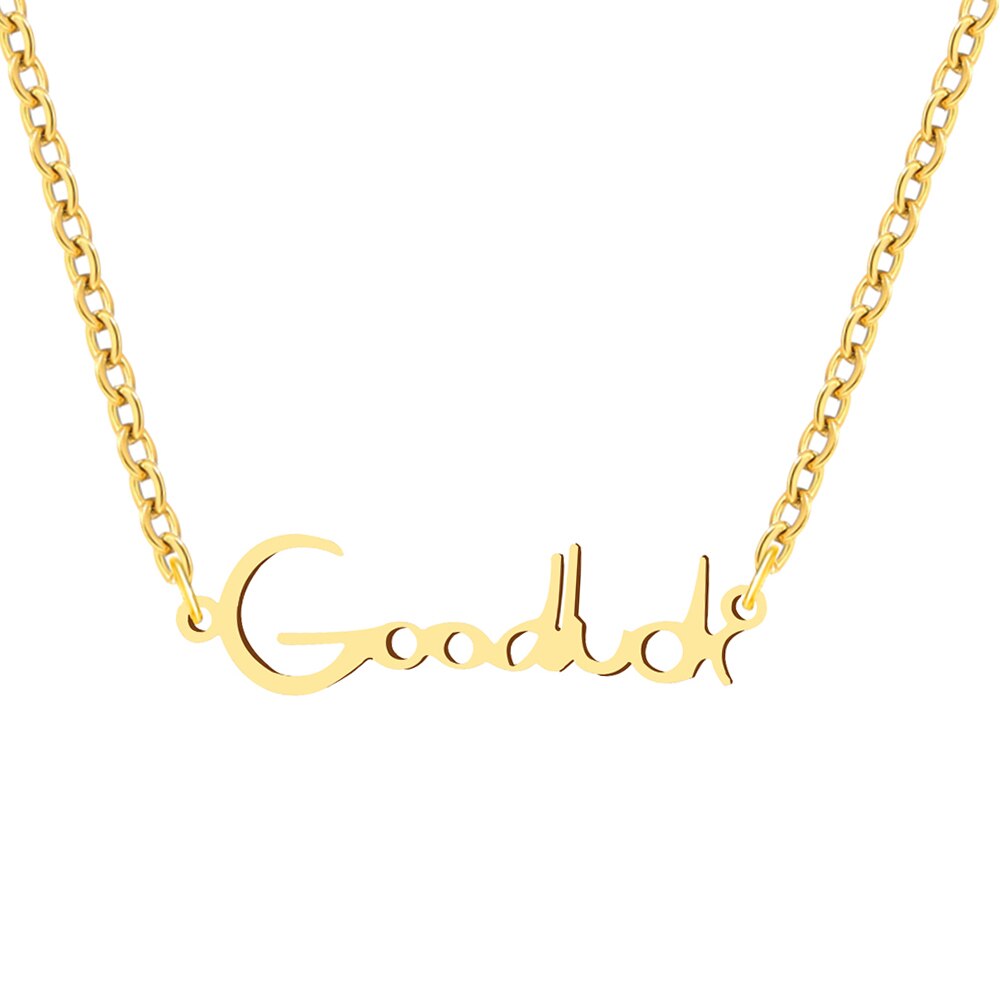 Collane in acciaio inossidabile lettera GoodLuck ciondolo catena collana di moda per gioielli da donna amici per feste regali per ragazza fortunata 1 pz