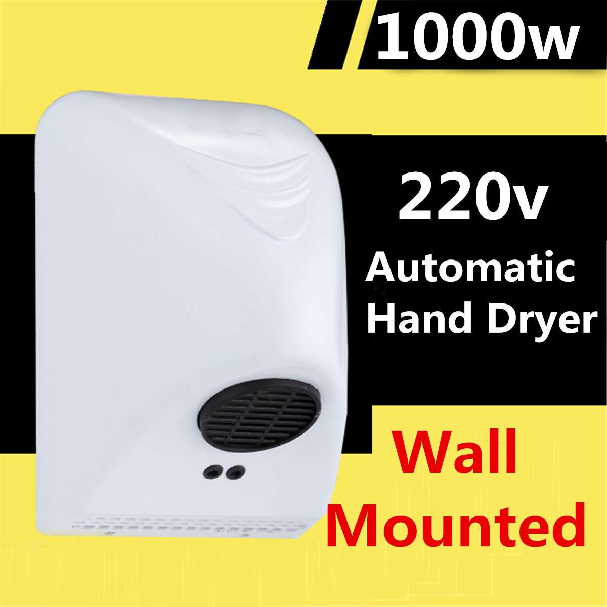 220v 1000w kraftfull väggmonterad automatisk handtork badrum kommersiella vita händer torkning enhet badrum lindningsmaskin