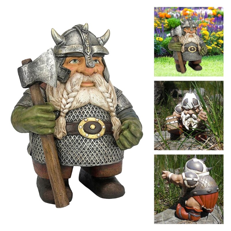 Viking Victor Norse Dwarf Gnome Garden Statue Ornament Sculpture Outdoor Garden Decor Art Crafts Home