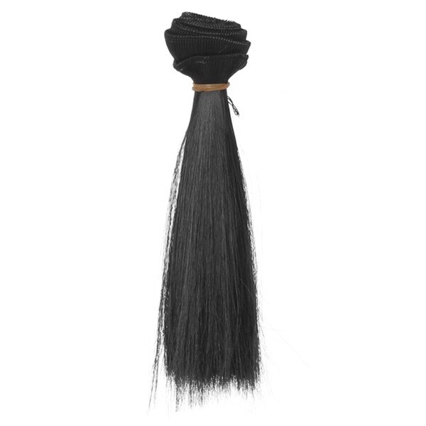 Doll Wig Hair 15cm Diy Tresses For Handmade Baby Toy and Doll Long Doll Hair Curly Thick Wavy Doll Hairs: 15cm straight black