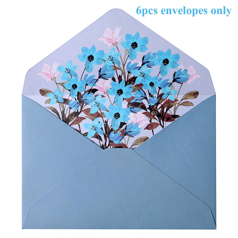 Sobre de flores impresas, sobre de tarjeta de felicitación de boda, sobre de invitación, carta, escritura, impresora decorativa, suministros de papelería, 6 piezas: B-6pcs envelopes