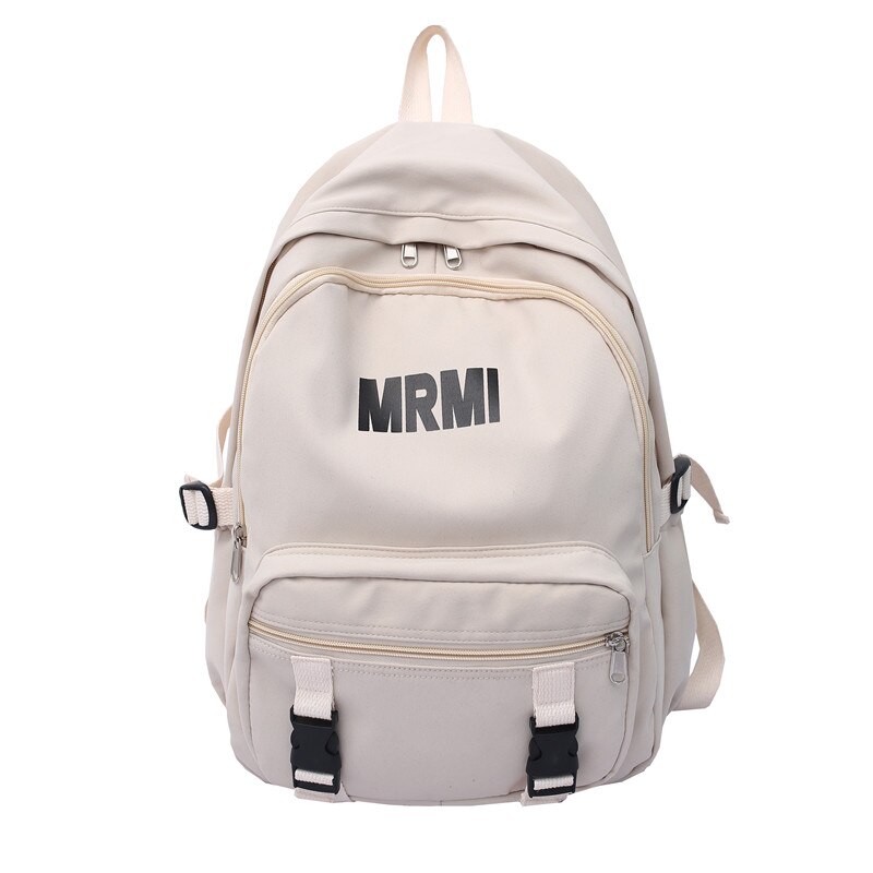 Nylon Rugzak Vrouwen Waterdichte Rugzakken Voor Tieners Meisje Grote Capaciteit Schooltas Preppy Stijl Rugzak Mochila: beige white