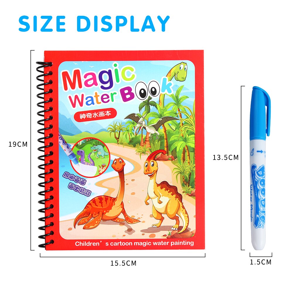 1Set Magic Water Drawing Book Painting coloring Book Montessori Doodle With Water Pen scratch art Crafts Board For Kids Toys