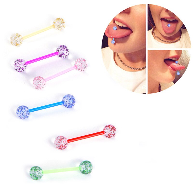 7 Stks/partij Glitter Bar Tong Ringen Body Piercing Sieraden Tounge Bars