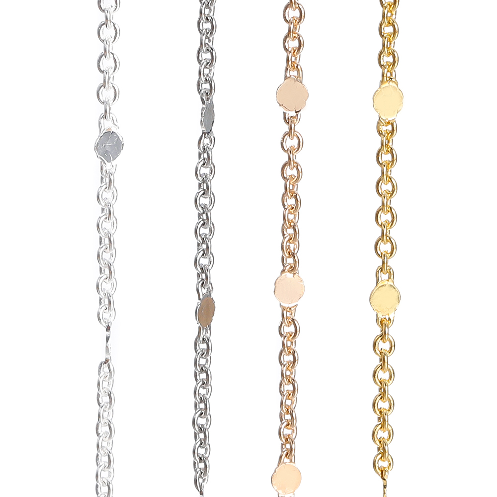 Collar de cadena de lentejuelas de 1/2 metros, cadena de Color dorado, cadenas de Cable de cobre y Metal, accesorios para pulsera DIY, suministros de joyería