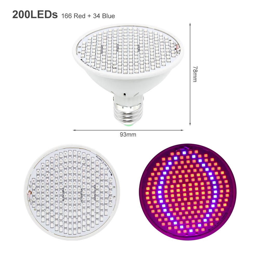 Dual Head Indoor LED Grow Light USB Port Full Spectrum Phyto Growing Lamp With Controller For Vegetable Flower Plant Greenhouse: 200 LEDs E27