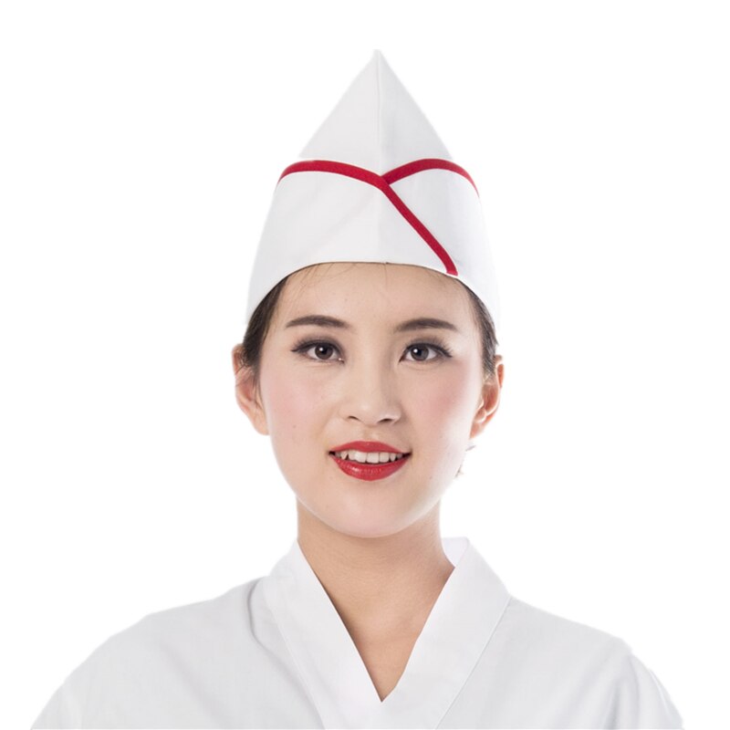 Casquette de chef japonais, chapeau de chef de bateau, restaurant sushi, blanc, gaze de cuisson, nourriture, chapeau de travail pour hommes et femmes, chapeau de cuisinier respirant: red