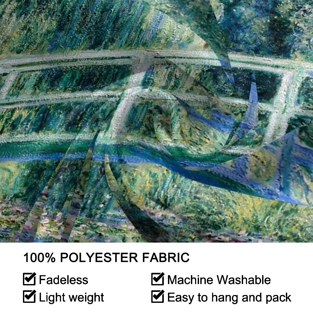 Water Lilies And Japanese Bridge Tapestry Wall Hanging Curtain Monet Art French Painting Wall Cloth Polyester Beach Mat Leisure