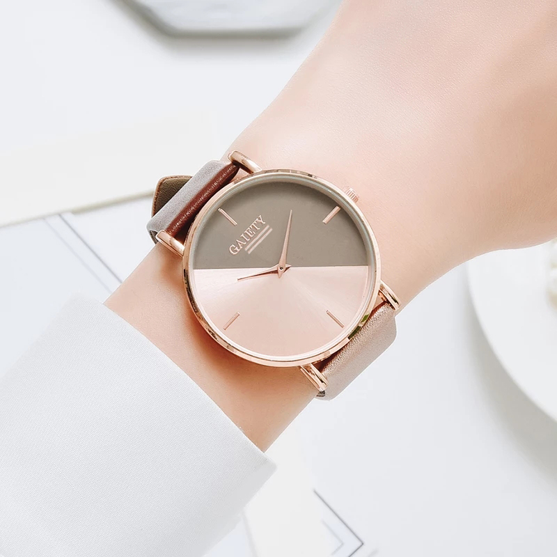 Gaiety Brand Women Watches Leather Rose Gold Dress Female Clock Luxury Brand Women Watches Simple Ladies Watches