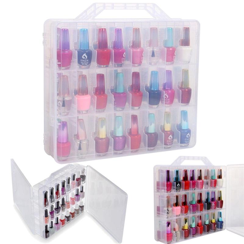 Doorzichtige nagellak organizer houder voor 48 flesjes verstelbare verdelers nagellakfles handwerk lippenstift opbergdoos