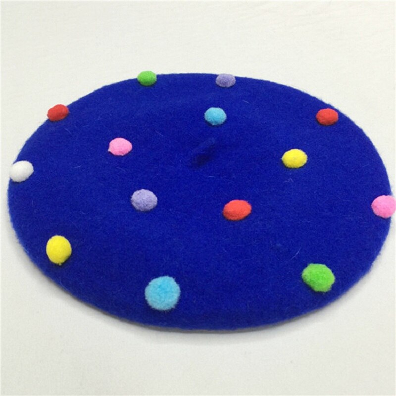 Chapéus de lã para meninas, chapéu de pompom de inverno para crianças de 3-6 anos: Azul profundo