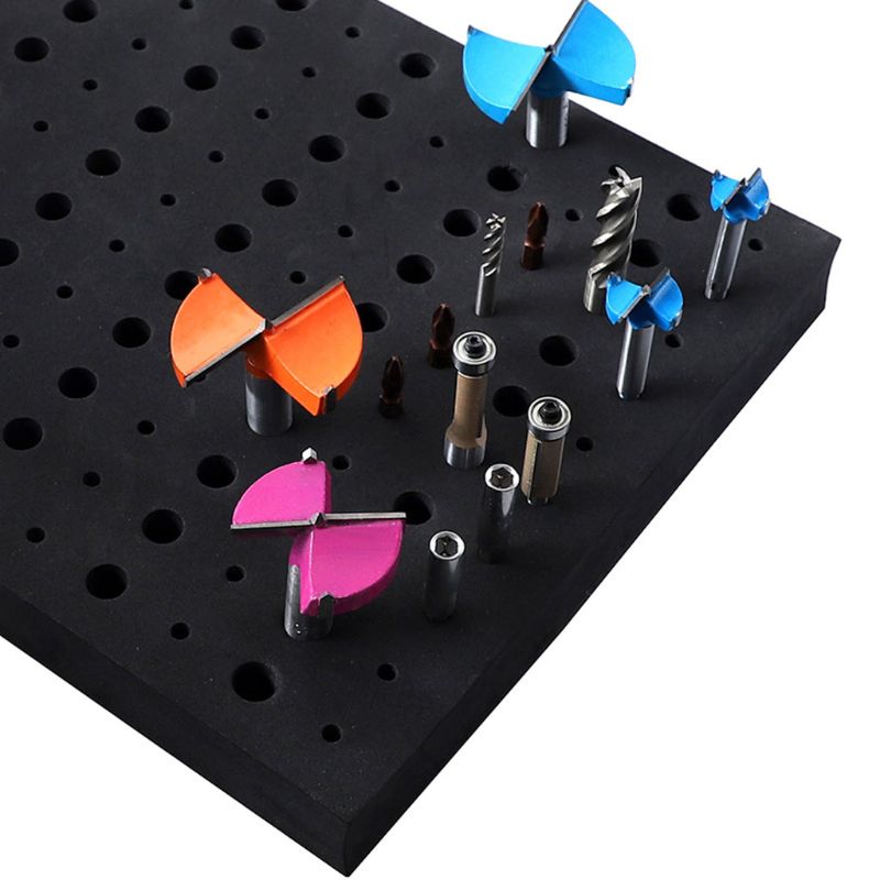 110 Holes Router Bit Tray Storage Holder for 1/4'' 1/2'' Shank Milling Cutters EVA Foam Brill Bits Organizer G8TB