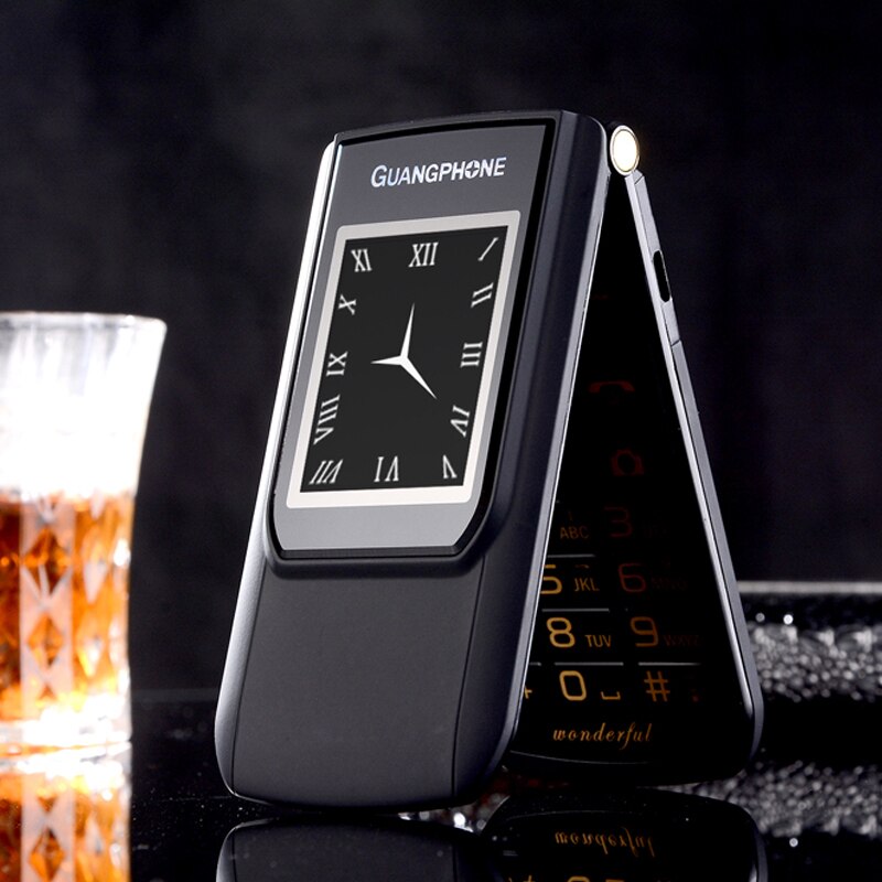 E9 Ouderen Clamshell Mobiele Telefoon Dual Screen Dual-kaart Dual Standby Dual Standby Duurzaam Movie Koning: standard / black