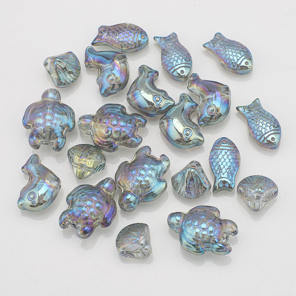 20 Pcs Mixed Shape Starfish /Snail /Shell/ Small Fish Crystal Glass Loose Beads DIY Making Earing Necklace Jewelry Accessories: NUDE