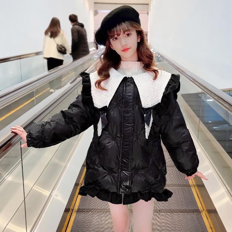 Baby girl cotton jacket winter cute bow patchwork outfit children Korean style clothes teenage cotton coats 6-16Y wz514