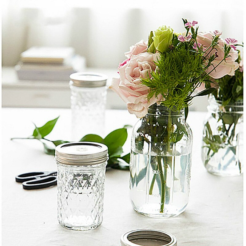 Mason Jar Glass Bottle with Lid Coffee Mug Fruit Saland Juice Sauce Camera Food Storage Container Sealed Tank Props Light Bottle
