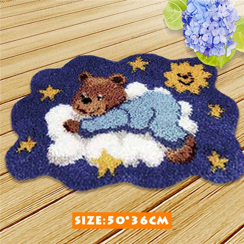 Bear Latch Hook Kits Diy Cushion Animals Klink Haak Kleed Bloemen Button Needlework Mat Kit Almofadas Klink Haak Kussen Bloem 3D: ZD101