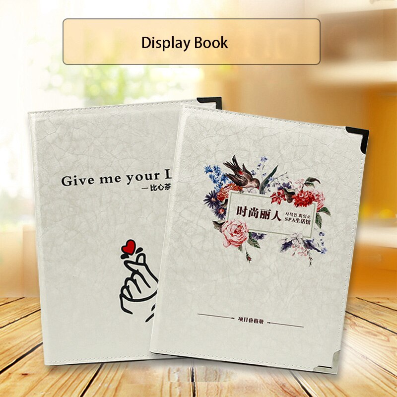 Beauty Salon Price List Folder Display Menu Book PU Leather Material