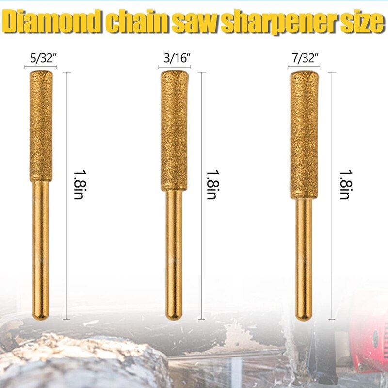 18Pcs Diamond Kettingzaag Slijper Bits, Diamond Stenen Kettingzaag Kettingzaag Slijper Voor Polijsten Chain Slijpen Tool