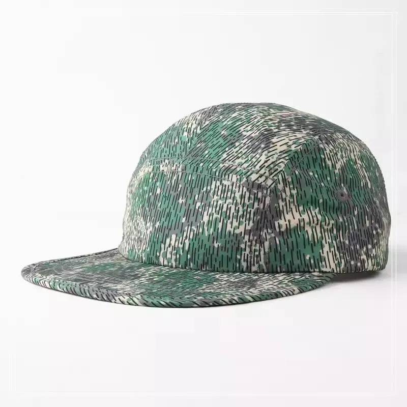 Gorra de béisbol de 5 paneles a rayas para hombres y mujeres, sombreros versátiles de ala plana, adecuados para las cuatro estaciones, urbana, Popular Ins: Verde militar