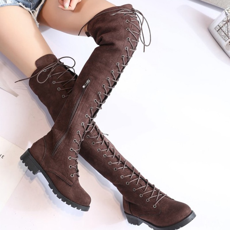 COOTELILI Oberschenkel Hohe Stiefel Spitze-hoch Frauen Schuhe Über Das Knie Stiefel Flache Lange Stiefel Damen Gummi Stiefel Frauen schuhe 35-43