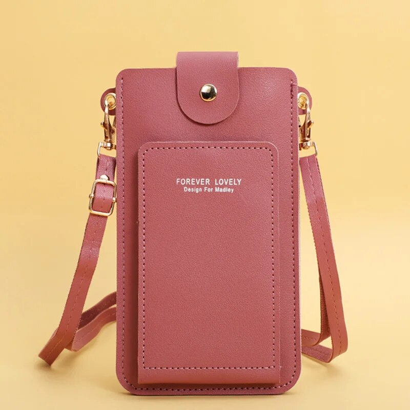 Damestassen Zachte Lederen Portefeuilles Touchscreen Mobiele Telefoon Portemonnee Crossbody Schouderriem Handtas Voor Dames Goedkope Damestassen: Hot Pink