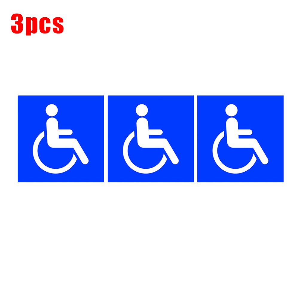 3 pcs Sign Sticker Disabled Wheelchair Sign Decal Blue For Car Truck Van Handicap Warning Mark Decoration