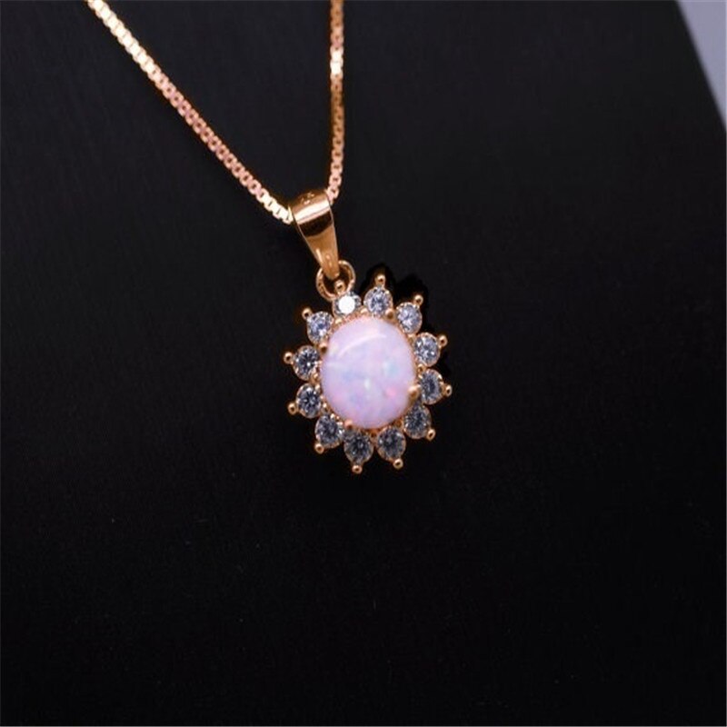 Exquisite luxury round white pendant necklace inlay glamour lady wedding jewelry