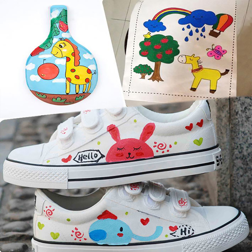 3ml/5ml 6/8 colors kids drawing DIY acrylic paint waterbrush pigment set, for clothing textile fabric, paper, bamboo, leather