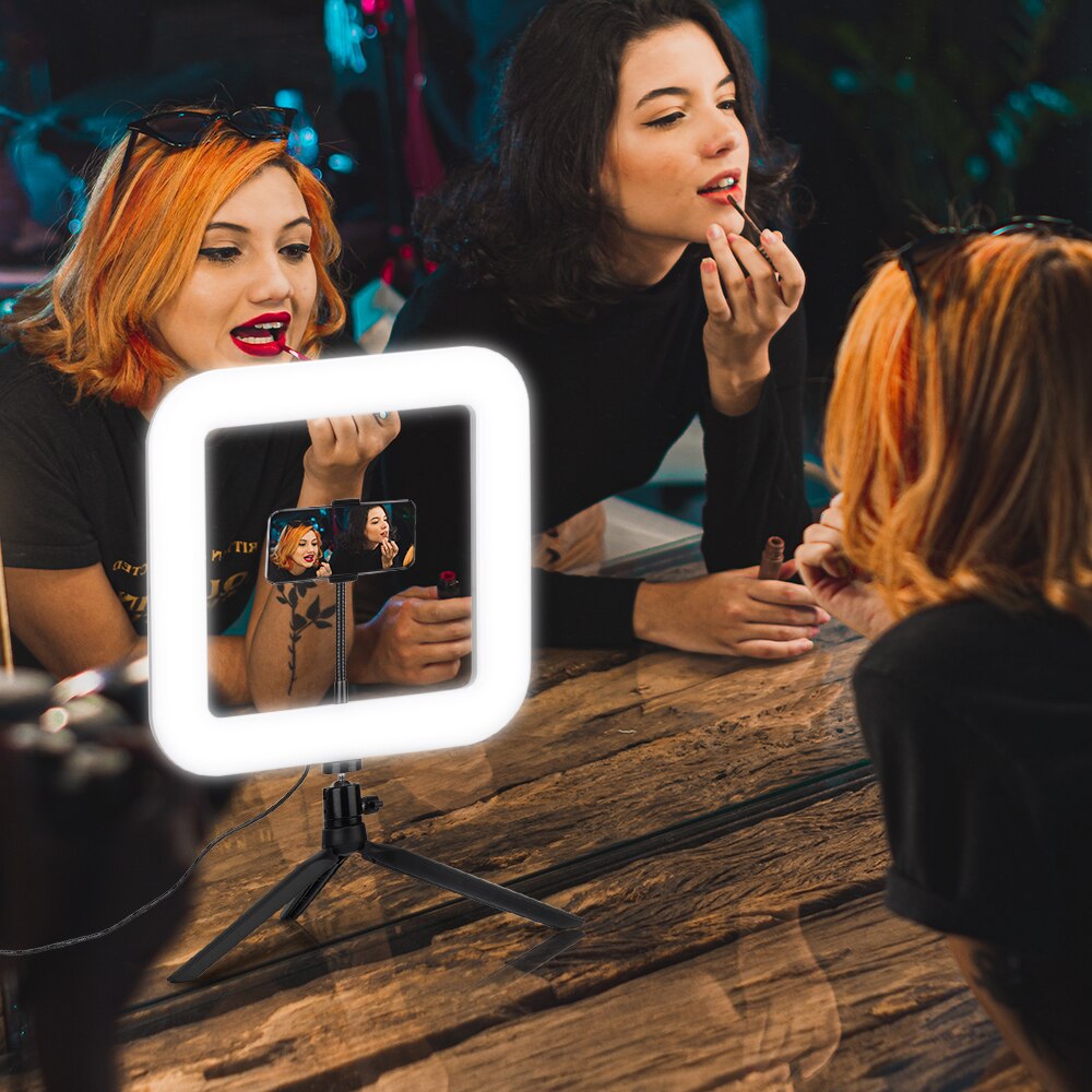11Inch Square Ring Light with Stand Rovtop LED Camera Selfie Light Ring for iPhone Tripod and Phone Holder for Video Photography