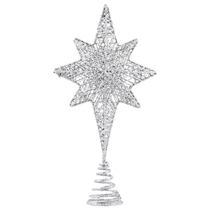 1pc jul otte spidse stjerne træ topper xmas træ ornament (champaign guld): Sølv