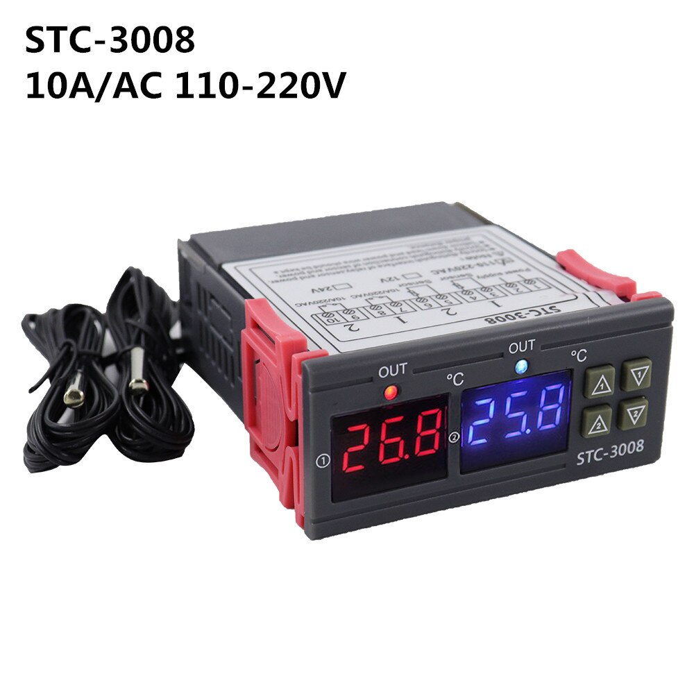 Stc -3008 digital termostat stc -3028 temperatur fugtighedsregulator termostat humidistat termometer hygrometer kontrolafbryder: Stk -3008 110v-220v