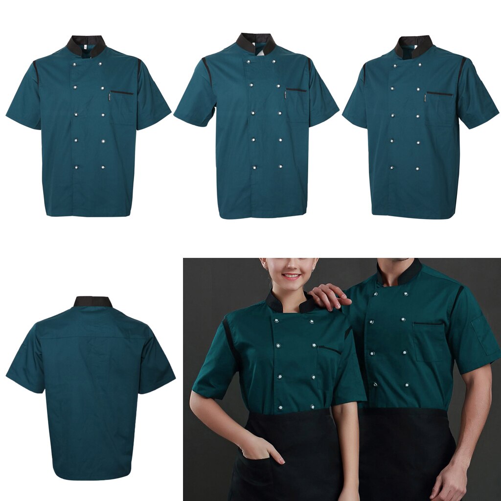 Breathable Chef Jackets Coat Double-Breasted Kitchen Uniforms Food Service Work Apparel