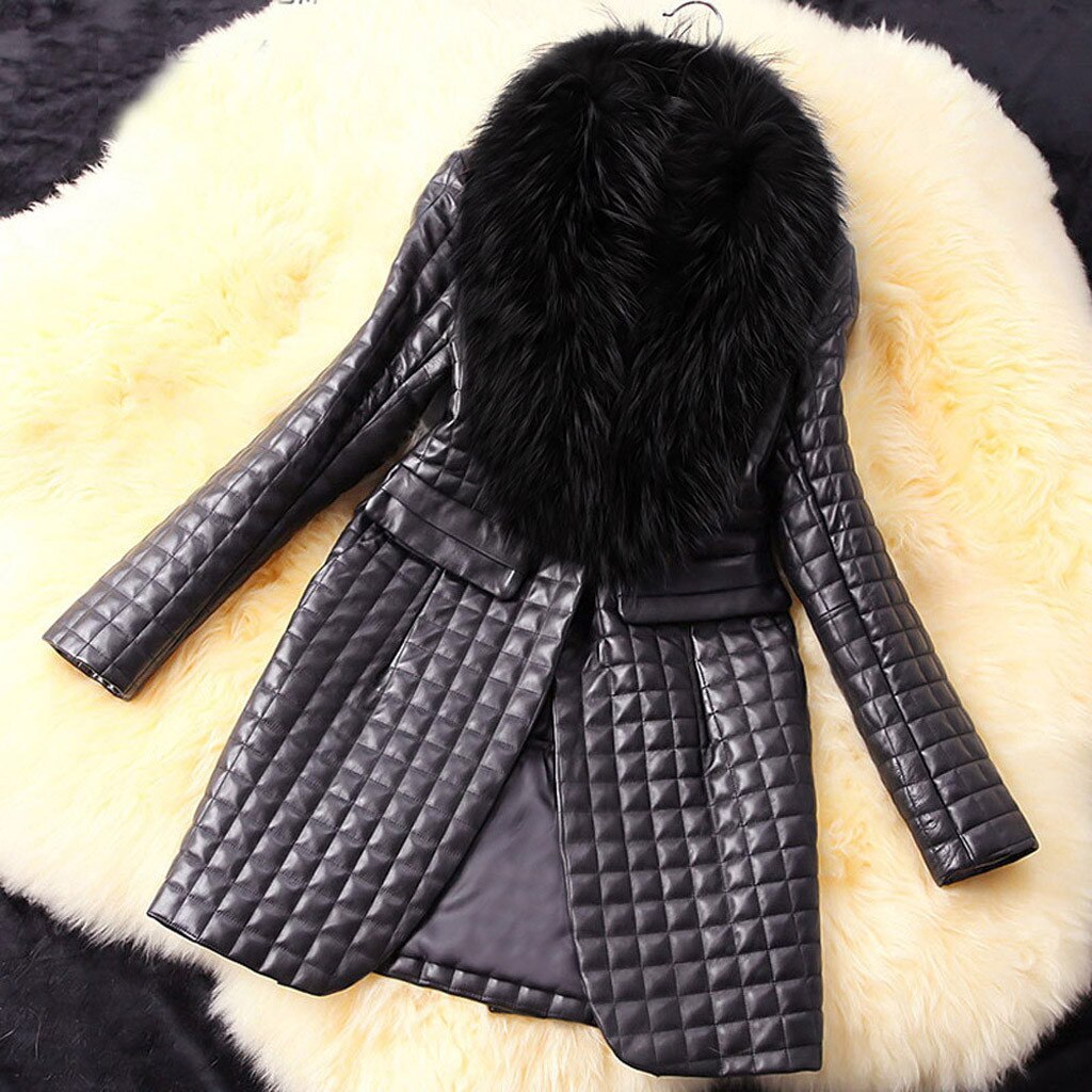 Frauen Oberbekleidung Mäntel Jacken Faux Leder Pelz Langarm Mantel Jacke Oberbekleidung Weibliche Winter Warme Lange Mantel
