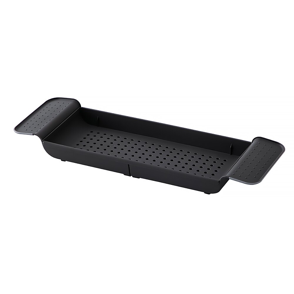 Retractable Bathtub Storage Rack Bath Tray Tub Multi-Function Bathroom Tool Towel Storage Shelf Kitchen Sink Drain Equipment: Black