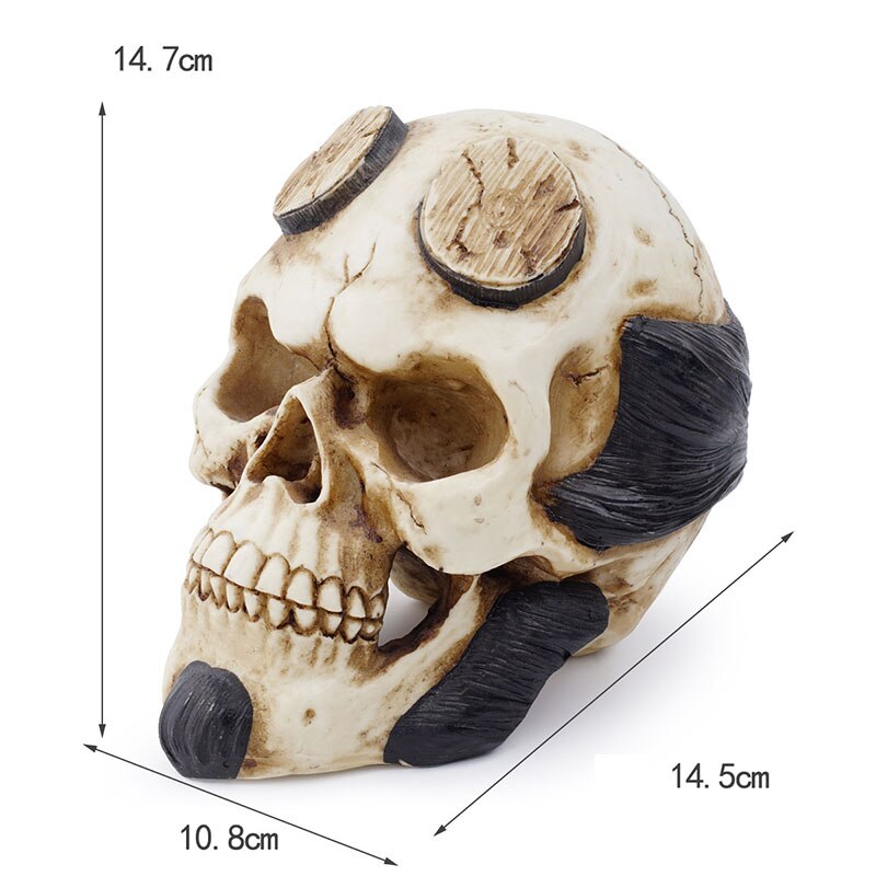 HeyMamba Resin Japanese Samurai Skull Statue Sculpture Gothic Personality Retro Home office Decorations Skull Model: RS-6150